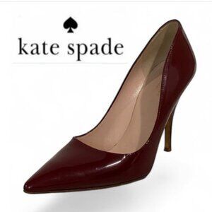 Kate Spade Liquorice Red Pointy Toe Stiletto Heels Size 7.5, Patent Leather